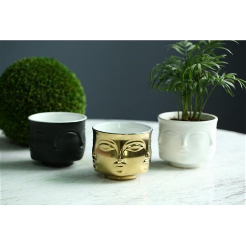 Man Face Flower Vase Home Decoration Accessories Modern Ceramic Vase