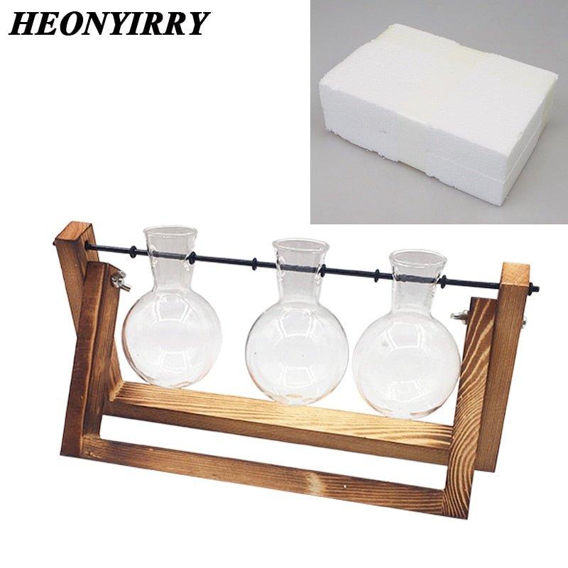 Terrarium Creative Hydroponic Plant Transparent Vase Wooden Frame…