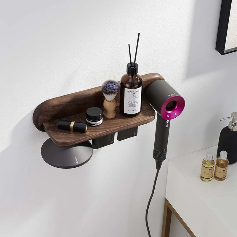 Wall Mount Hair Dryer Holder for Dyson Supersonic Hair Dryer Walnut Beech Wood Hair Dryer Bracket