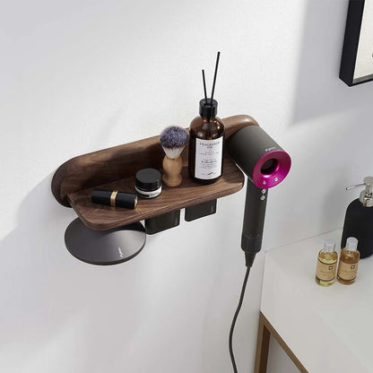 Wall Mount Hair Dryer Holder for Dyson Supersonic Hair Dryer Walnut Beech Wood Hair Dryer Bracket