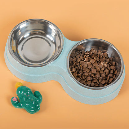 Double Pet Bowls Dog Food Water Feeder Stainless Steel Pet Drinking Dish Feeder Cat/Puppy Feeding Supplies