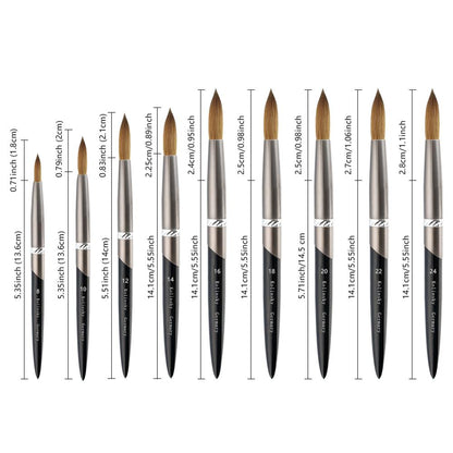 TIANMI kolinsky D Nail Brush Crystal Pen Pure Kolinsky Hair Acrylic Round Nail Brush Size 4/6/8/10/12/14/28 Nail Tool