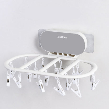 Multifunctional Drying Rack 24 Clip Folding Drying Rack Oval Underwear Socks Storage Artifact Household Wind-Resistant Clothes Rack