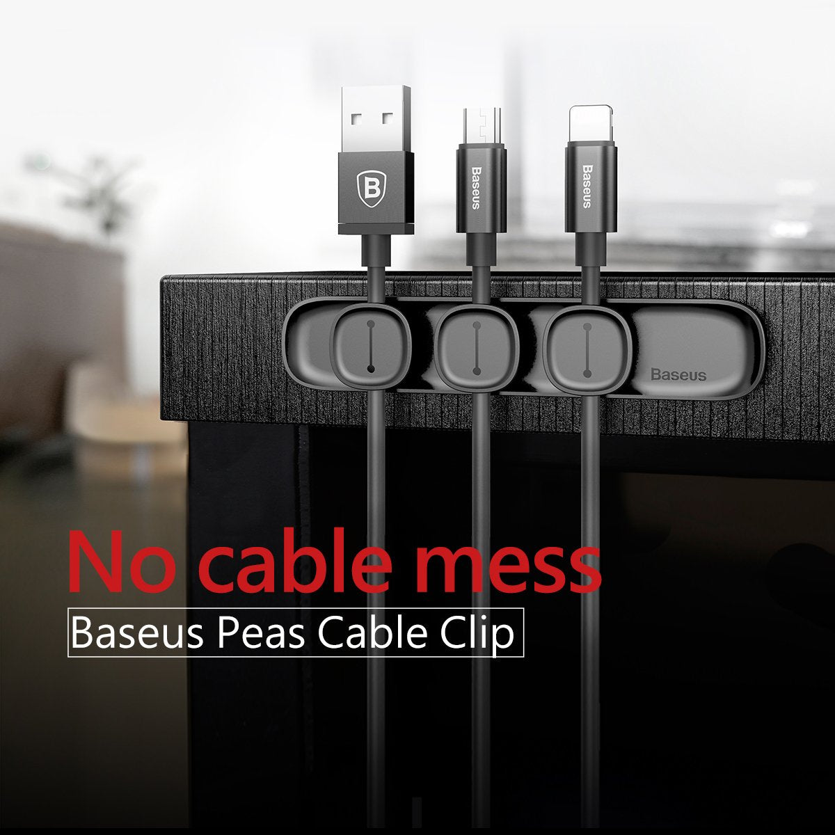 Baseus Pea Magnetic Cable Clamp USB Cable Manager Clip Desktop Charging Cable Winder