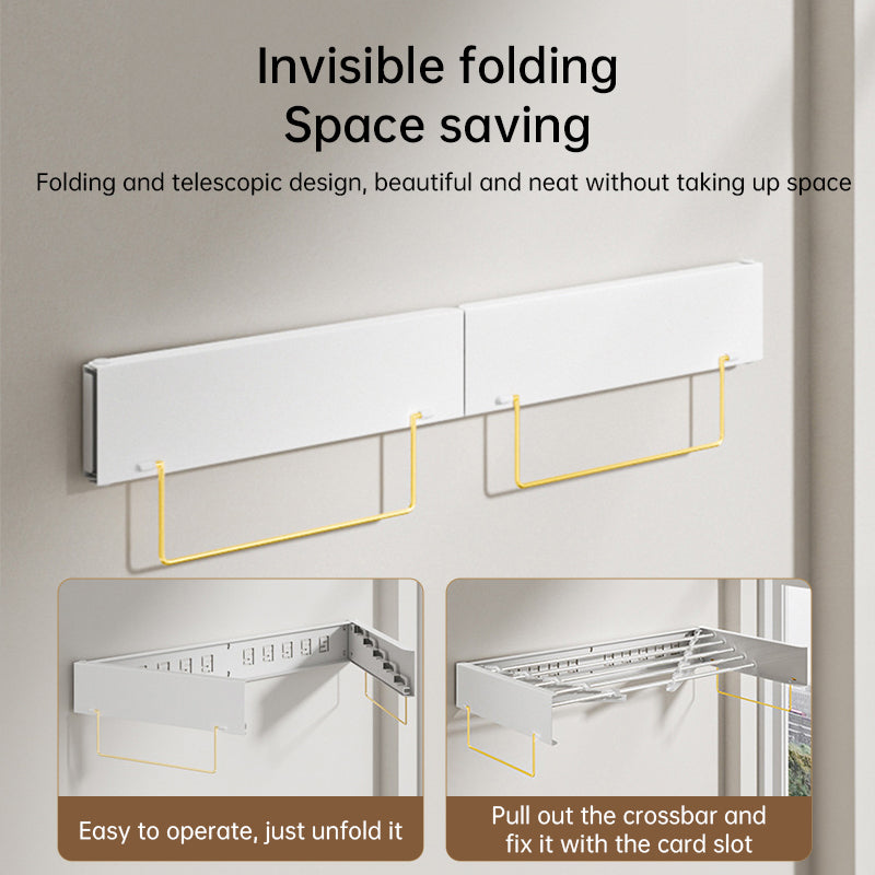 foldable retractable wall clothesline, 30kg, alu, 80/100cm, 5 bars, for bath/balcony.