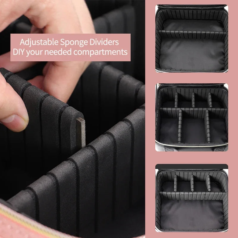 Light Box Vanity Organizer Portable Makeup Bag Mirror LED Light