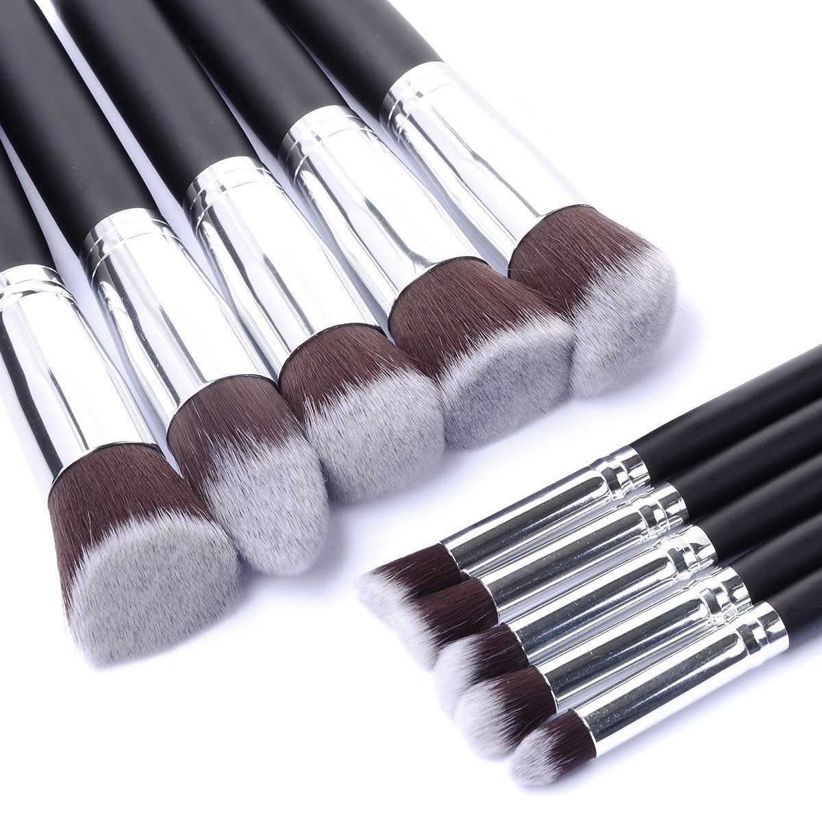 10 Pcs Silver Golden Makeup Brushes Cosmetics Foundation Blending…