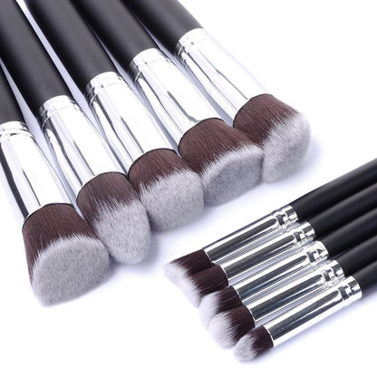 10 Pcs Silver/Golden Makeup Brushes Set Cosmetics Foundation Blending Blush Makeup Tool Powder Eyeshadow Cosmetic Set