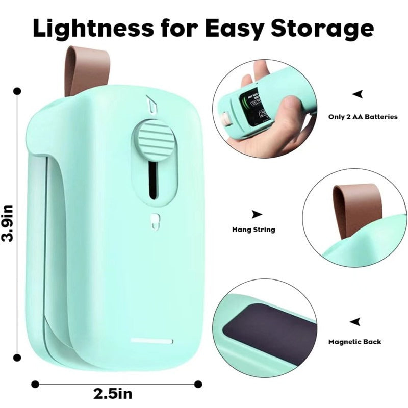 Portable Chip Bag Sealer Machine, With Cutter Handheld Heat Mini Chip Bag Sealer