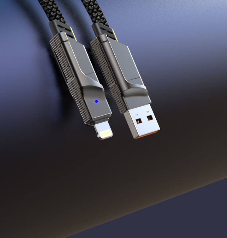 Four in one zinc alloy data cable two to two braided fast charging cable double ended type-c PD charging cable