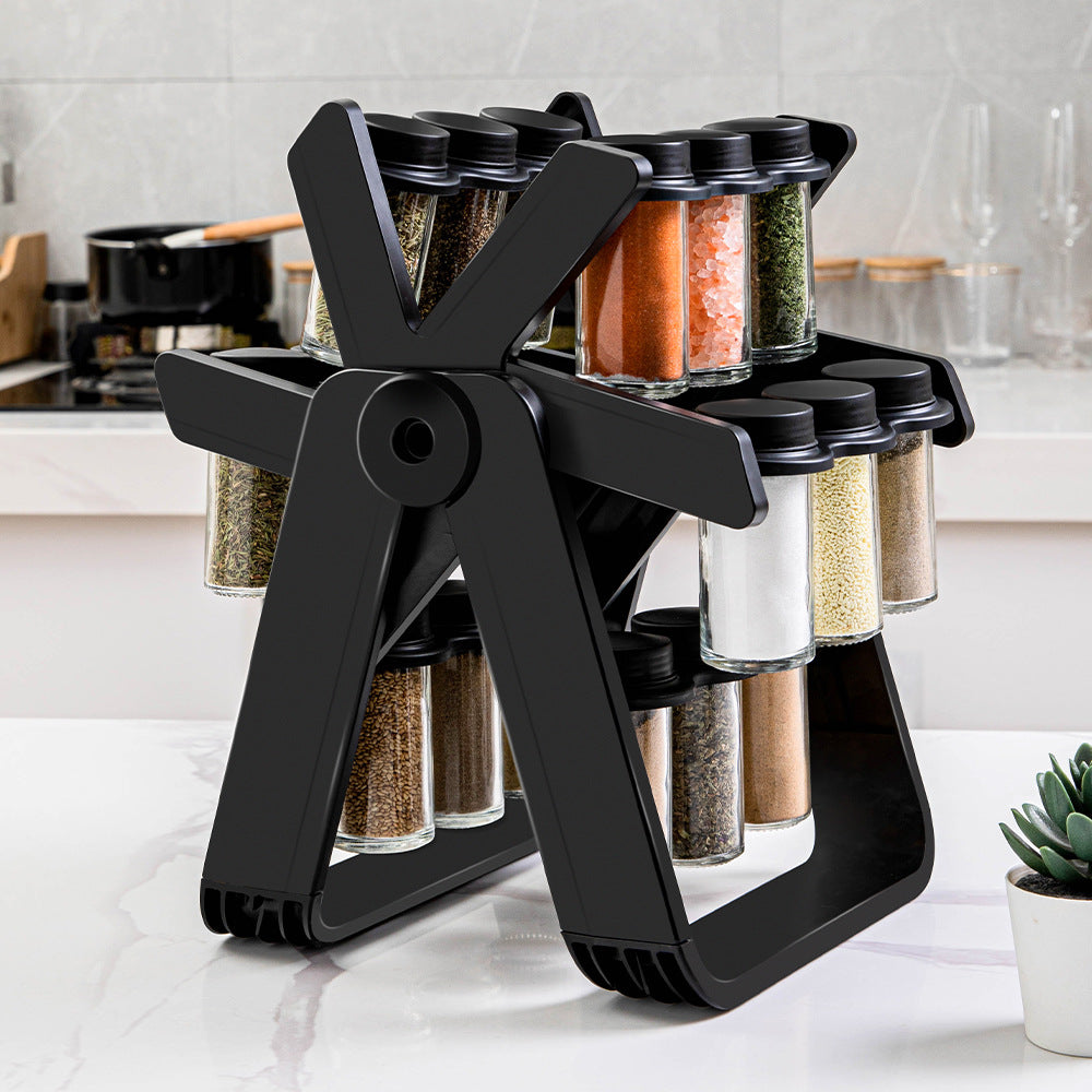 18 Cans Of Rotating Ferris Wheel Glass Seasoning Rack Set Seasoning Bottle Seasoning Jar Seasoning Jar