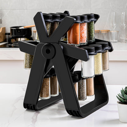 18 Cans Of Rotating Ferris Wheel Glass Seasoning Rack Set Seasoning Bottle Seasoning Jar Seasoning Jar