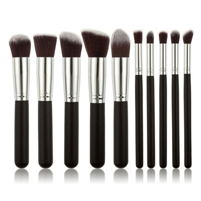 10 Pcs Silver/Golden Makeup Brushes Set Cosmetics Foundation Blending Blush Makeup Tool Powder Eyeshadow Cosmetic Set