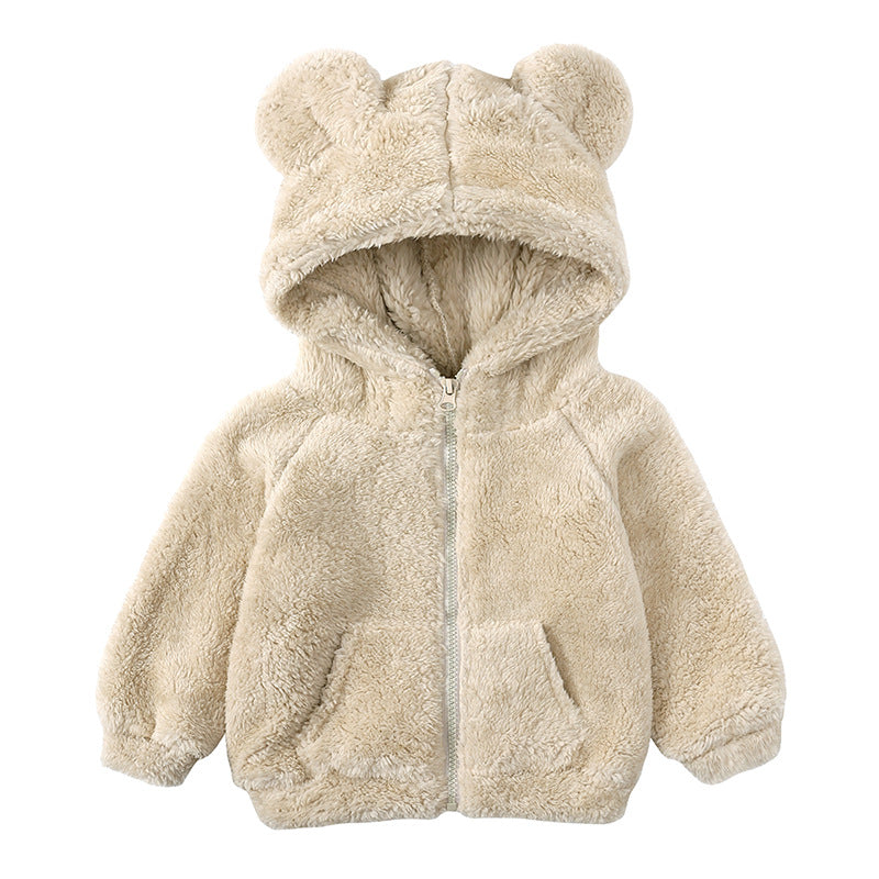 New Children's Clothing Winter Boys And Girls Lamb Velvet Thick Coat Warm Hooded Wool Sweater