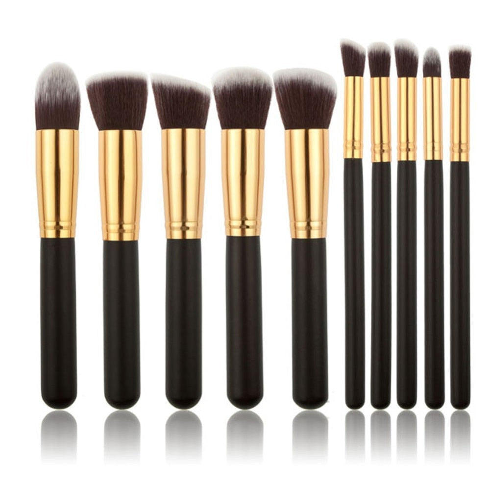 10 Pcs Silver Golden Makeup Brushes Cosmetics Foundation Blending…
