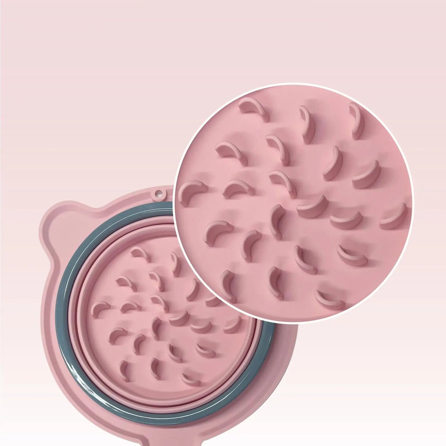 Collapsible Silicone Double Dog  Bowl,Travel Dog Bowl,Collapsible Slow Feeder Bowl,Spill and Anti-Flip Mat