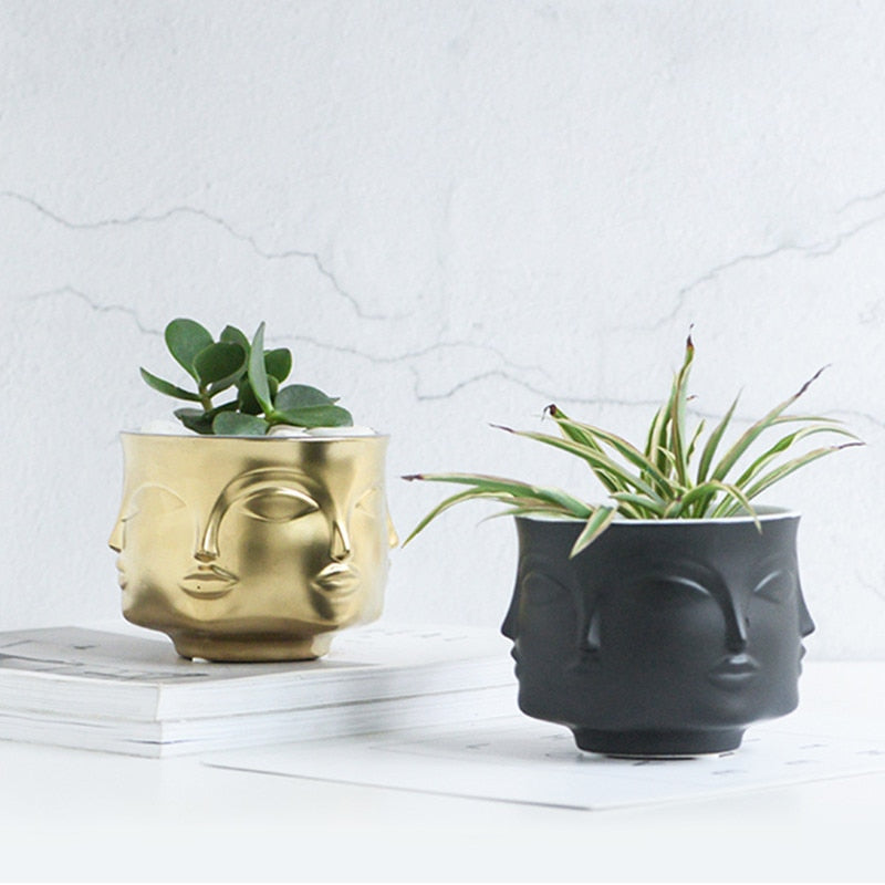 Man Face Flower Vase Home Decoration Accessories Modern Ceramic Vase