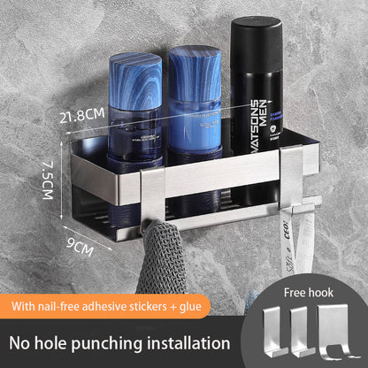304 Stainless Steel Bathroom Storage Rack Wall Mounted Hole Free