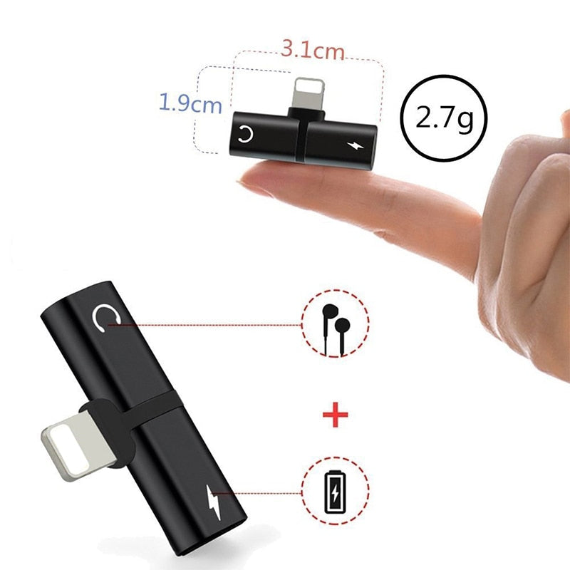 Gourde Headphone Lightnig Audio Charger Adapter 2 in 1 For iPhone 7/ 7 Plus Compatible iOS 10.33&iOS11 For iPhone X 8 / 8plus