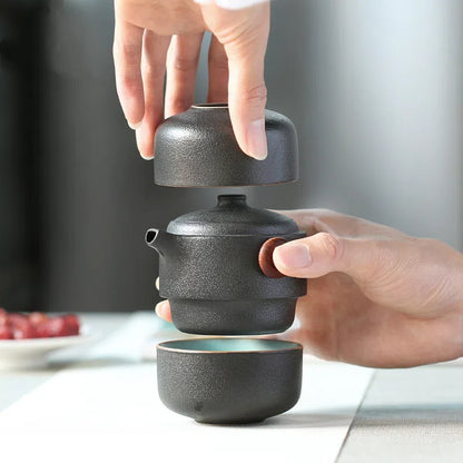 Black Pottery Quick Guest Cup One Pot Two Cups Household