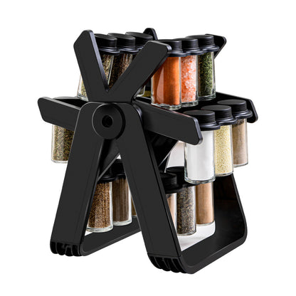 18 Cans Of Rotating Ferris Wheel Glass Seasoning Rack Set Seasoning Bottle Seasoning Jar Seasoning Jar