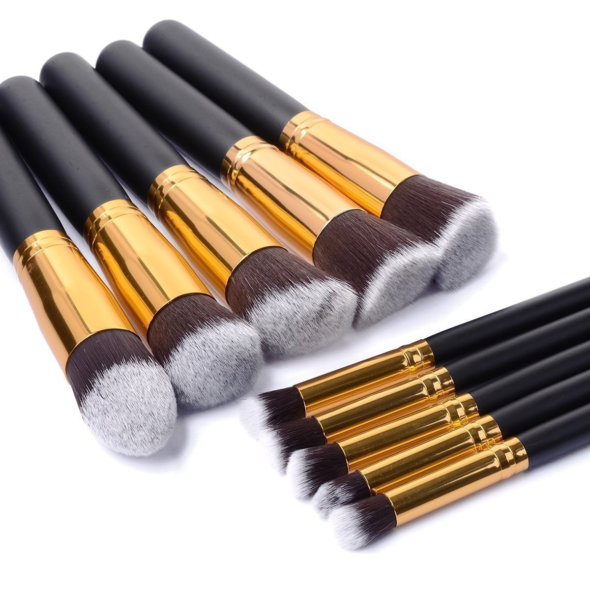 10 Pcs Silver Golden Makeup Brushes Cosmetics Foundation Blending…