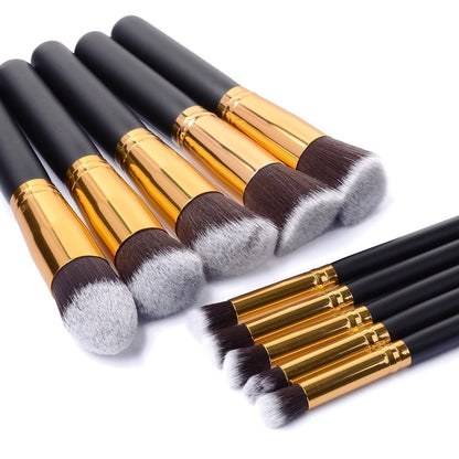 10 Pcs Silver/Golden Makeup Brushes Set Cosmetics Foundation Blending Blush Makeup Tool Powder Eyeshadow Cosmetic Set