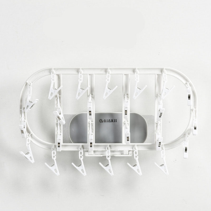 Multifunctional Drying Rack 24 Clip Folding Drying Rack Oval Underwear Socks Storage Artifact Household Wind-Resistant Clothes Rack