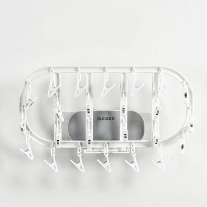 Multifunctional Drying Rack 24 Clip Folding Drying Rack Oval Underwear Socks Storage Artifact Household Wind-Resistant Clothes Rack