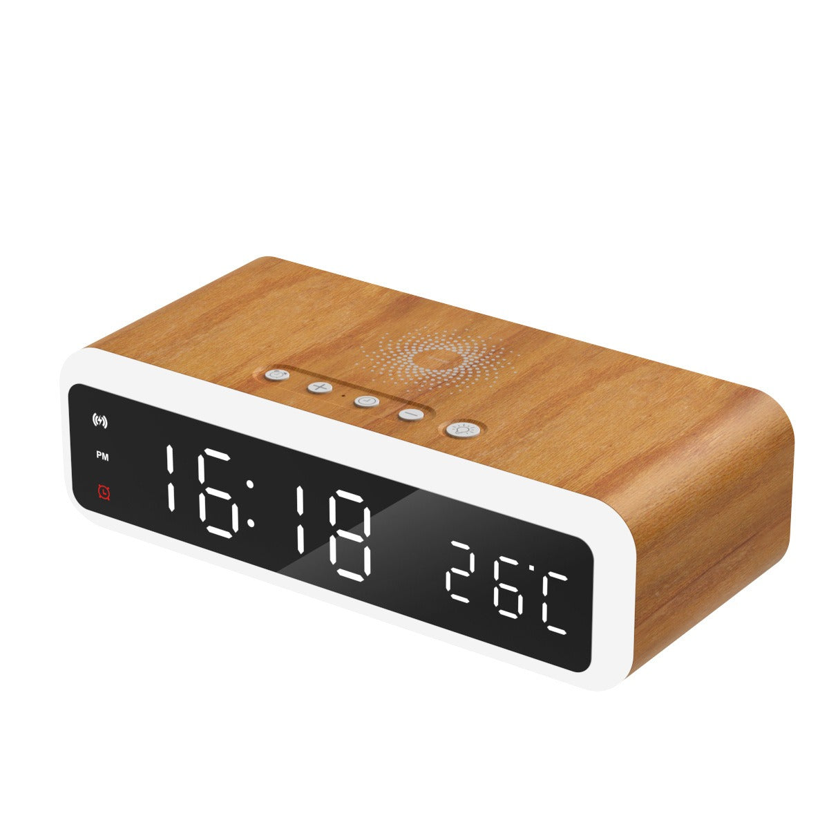 15W Wireless Charging Digital Alarm Clock with Thermometer & Night Light