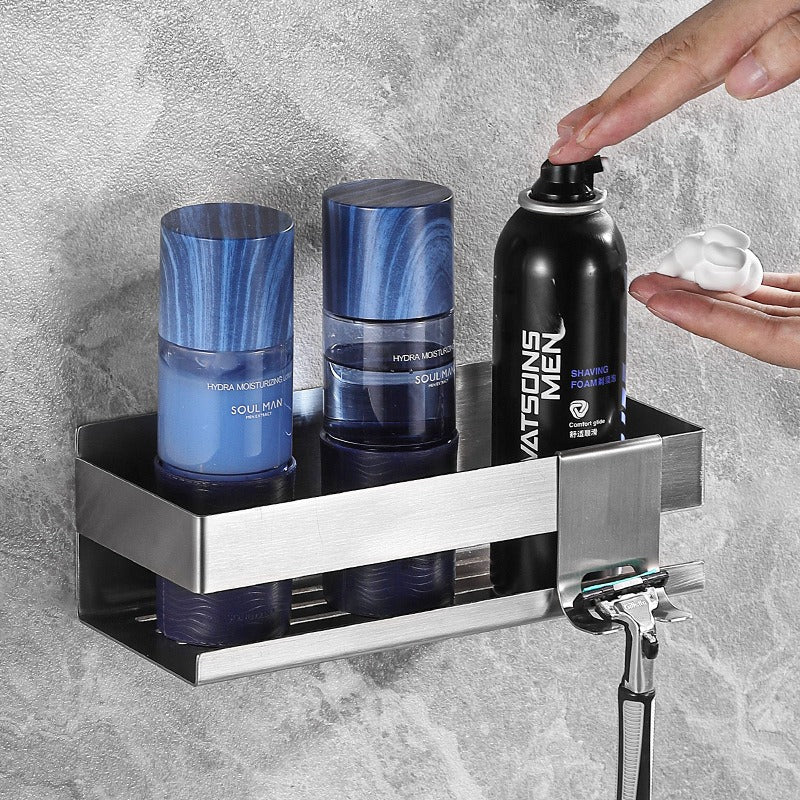 304 Stainless Steel Bathroom Storage Rack Wall Mounted Hole Free