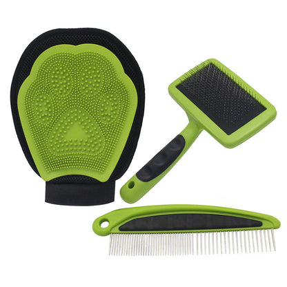 Pet Massage Hair 3 Piece Set Multi Functional Dog Bath Gloves Cat Cleaning To Remove Floating Hair Straight Comb