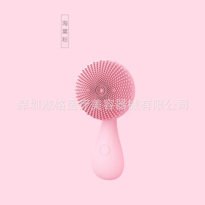 SJ01 Small Good Luck Bead Massage Sound-wave Silicone Face Cleaner Electric Multi-functional Facial Brush Rotating Rub