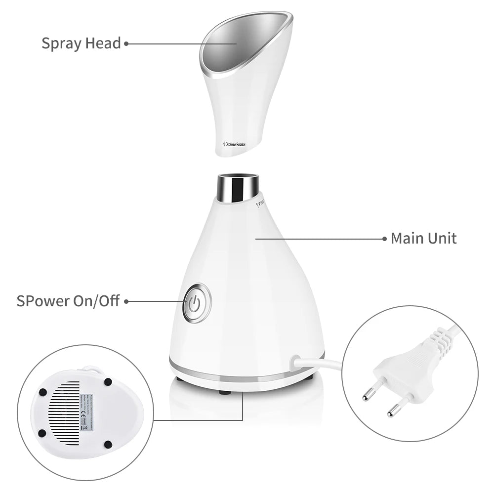 US EU AU Plug Facial Steamer Cleaner Nano Ionic Facial Deep Cleaning Hot Steamer Face Sprayer Machine Beauty Face Steam Device