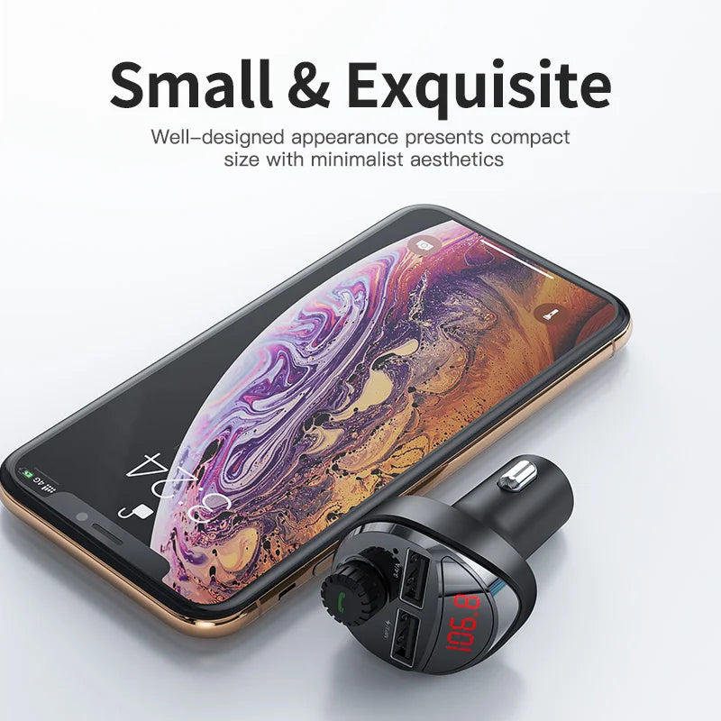 KUULAA Car Charger FM Transmitter Bluetooth Car Audio MP3 Player TF Card Car Kit 3.4A Dual USB Car Phone Charger For Xiaomi Mi