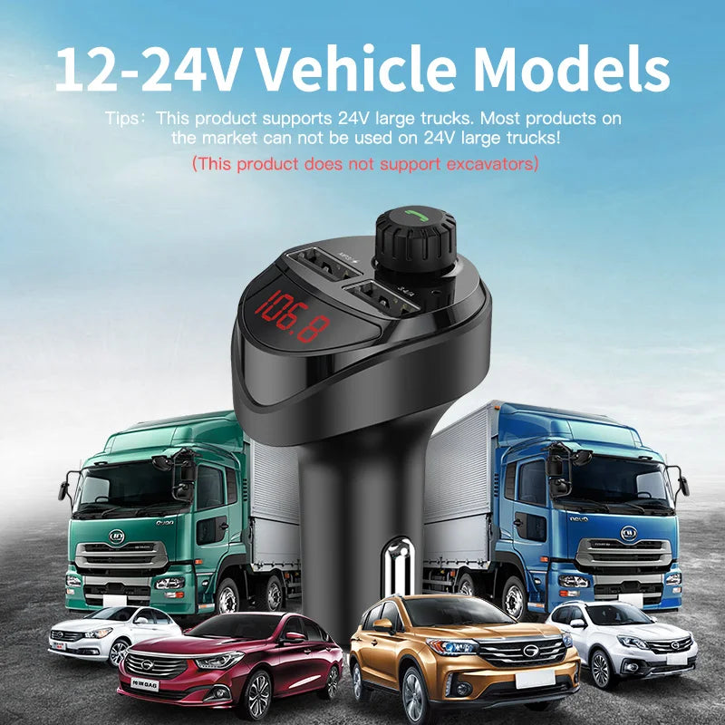 KUULAA Car Charger FM Transmitter Bluetooth Car Audio MP3 Player TF Card Car Kit 3.4A Dual USB Car Phone Charger For Xiaomi Mi