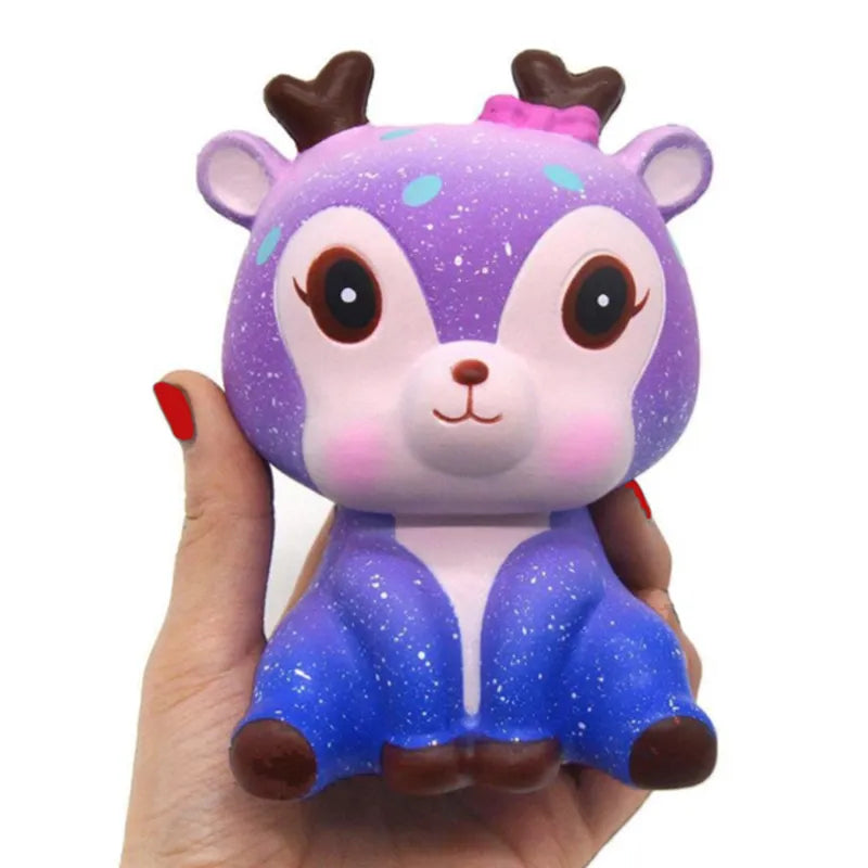 Jumbo Kawaii Colorful Galaxy Deer Squishy Slow Rising Stiskalne igrače 