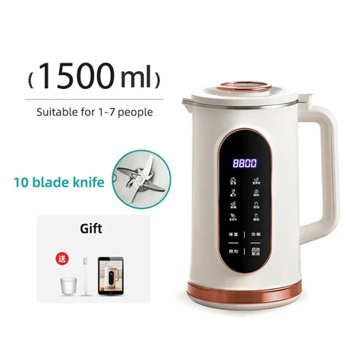 Electric Soy Milk Machine 10-leaf Blade Breakfast Machine 1500ml