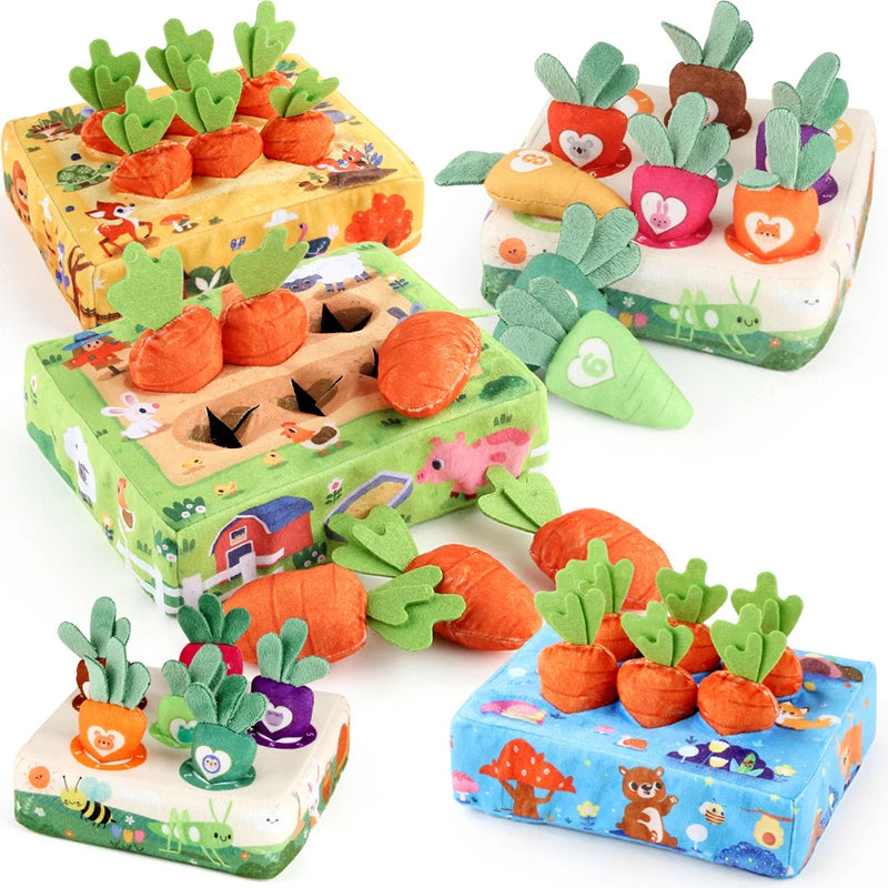 Montessori Toys Baby Pull Carrot Plišasta igrača številka oblika ujemanje barv