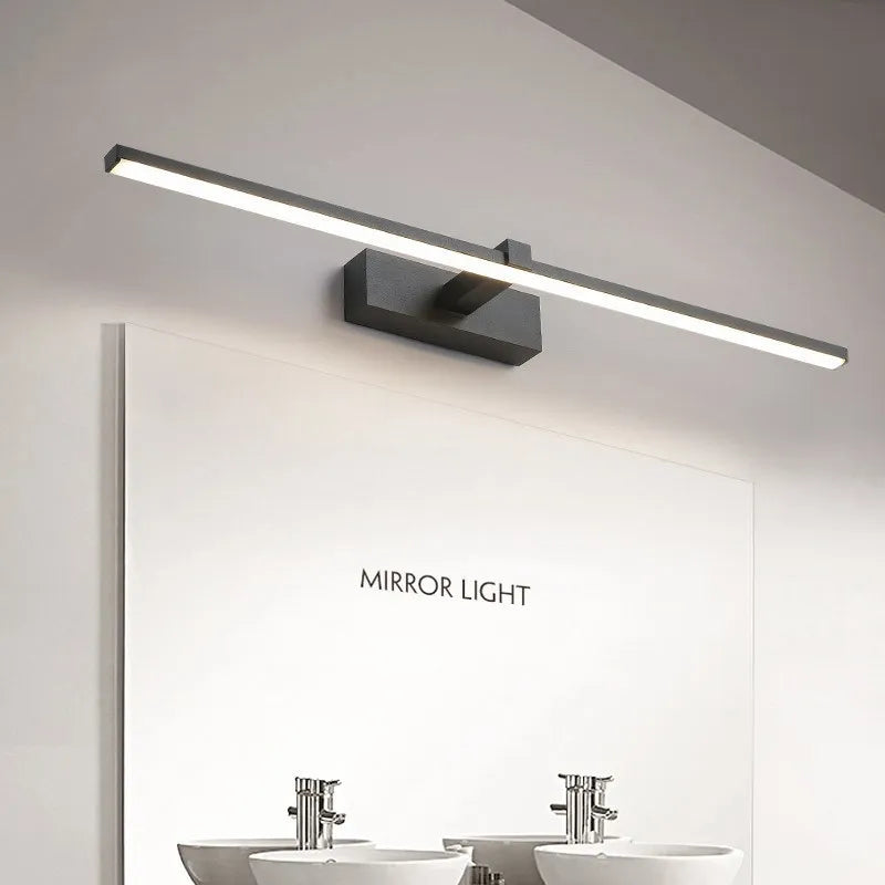 Led Mirror Lights Wall Lamps Bathroom Waterproof White Black LED Flat