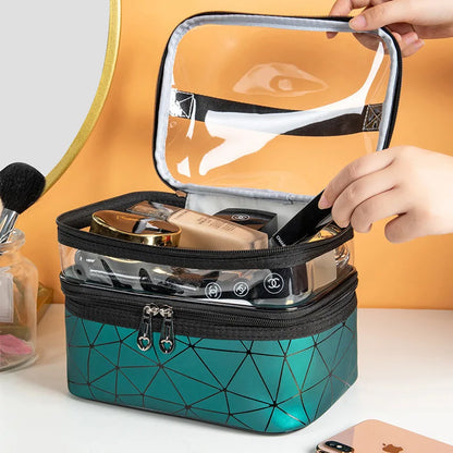 Double portable large capacity makeup bag Korean version Ringer travel