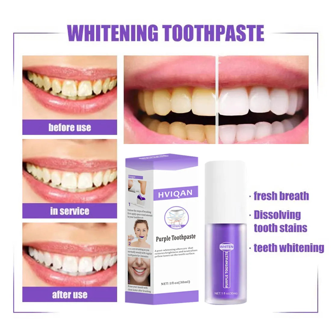 1pcs V34 Tooth Cleaning Mousse Toothpaste Whitening Teeth Refreshes