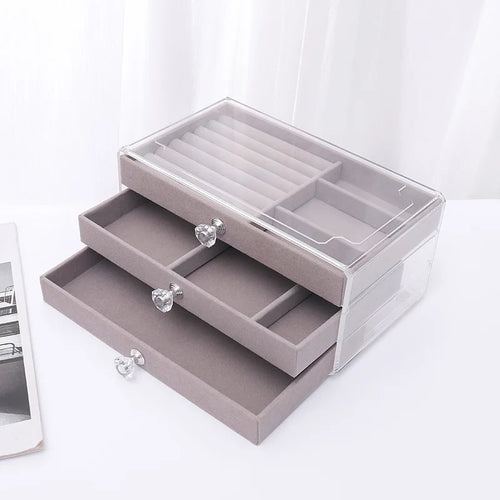 New three layer clear drawer earrings bracelet Jewelry storage box