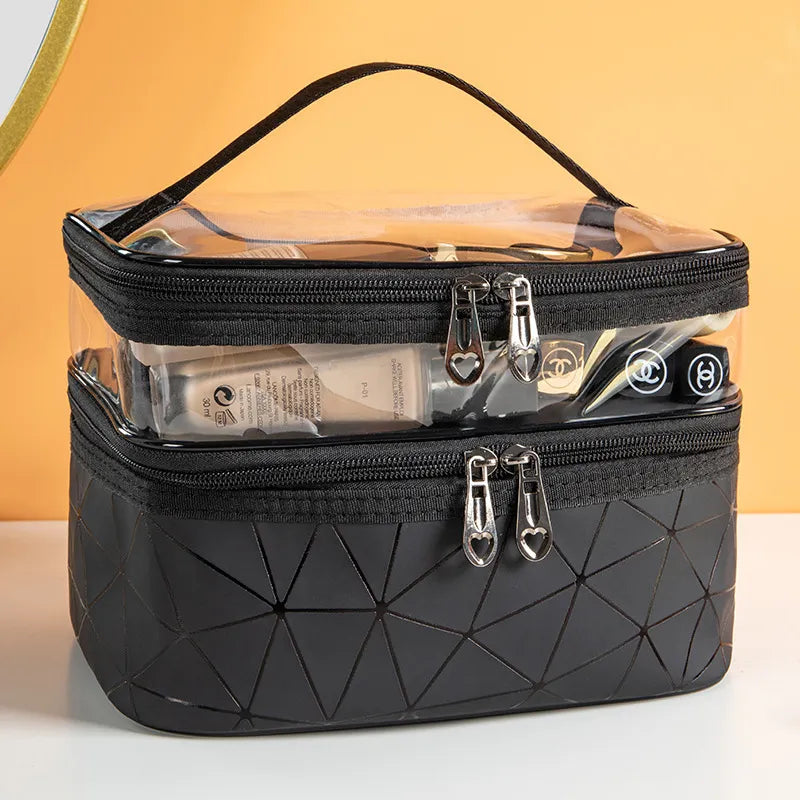 Double portable large capacity makeup bag Korean version Ringer travel