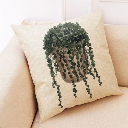 Pillowcase Pillow Throw Cover Cushion Green Decor Beautiful Leaves