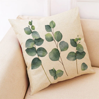 Pillowcase Pillow Throw Cover Cushion Green Decor Beautiful Leaves