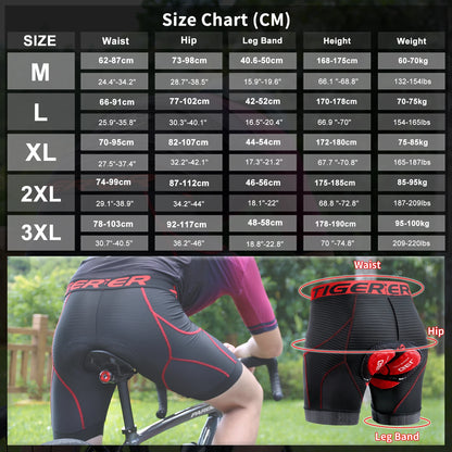 X-TIGER Men's Cycling Underwear Shorts 5D Padded Sports Riding Bike