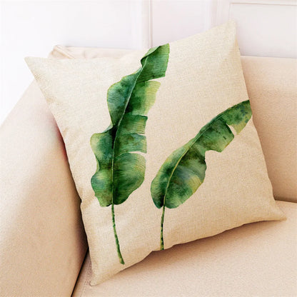 Pillowcase Pillow Throw Cover Cushion Green Decor Beautiful Leaves