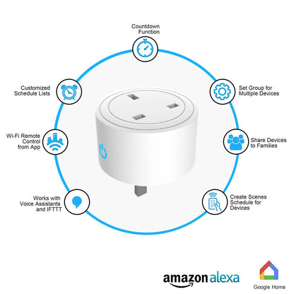 WiFi Smart Plug 10A UK daljinsko glasovno upravljanje Google Home Tuya Smart 