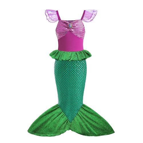 Obleka princese Disney Little Mermaid Ariel za deklice s kratkimi rokavi 